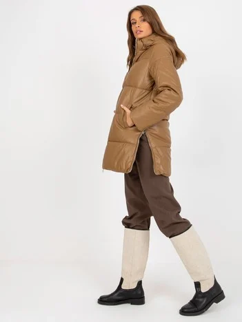 Jacheta Dama Maneca lunga, Guler inalt, Z-Desing Jacket Style, Camel Eleganta Office