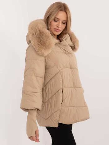 Jacheta Dama Guler inalt, Poliester, Wind Line, Camel Casual