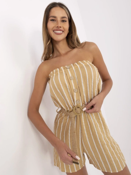 Salopeta Dama Dungi, Guler inalt, RUE PARIS, Camel Casual