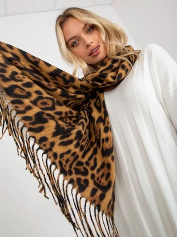 Esarfa Dama Animal print, Poliester, Fashion Hunters, Camel