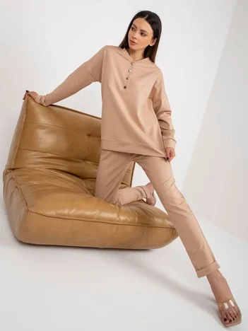 Compleu Dama Maneca lunga, Dreapta, LAKERTA, Camel Eleganta Office