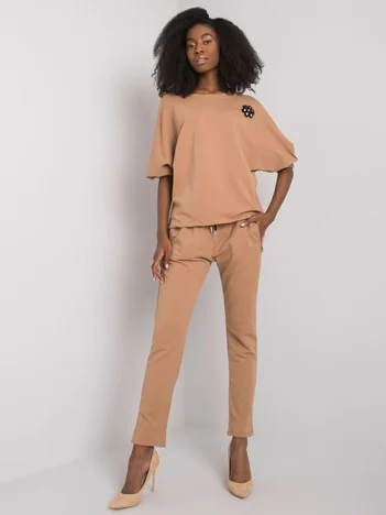 Compleu Dama Maneca 3/4, Decolteu rotund, RUE PARIS, Camel