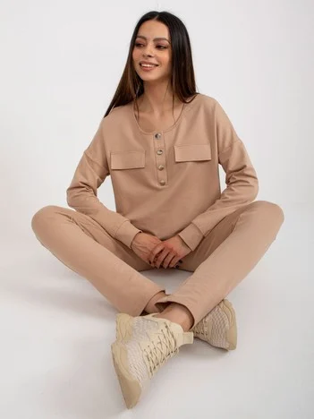 Compleu Dama Maneca lunga, Dreapta, LAKERTA, Camel Eleganta Office