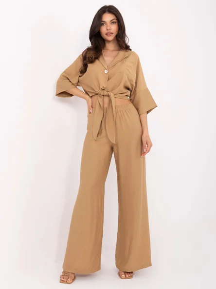 Compleu Dama Maneca 3/4, Larga, Och Bella, Camel Casual