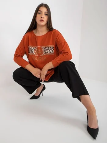 Bluza Dama Maneca 3/4, Decolteu rotund, VITON, Portocaliu Eleganta Office
