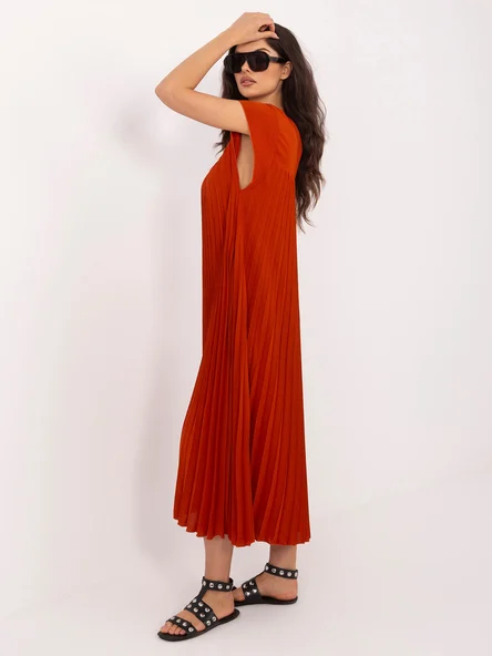 Rochie Dama Midi, Alta croiala, RUE PARIS, Portocaliu de Petrecere