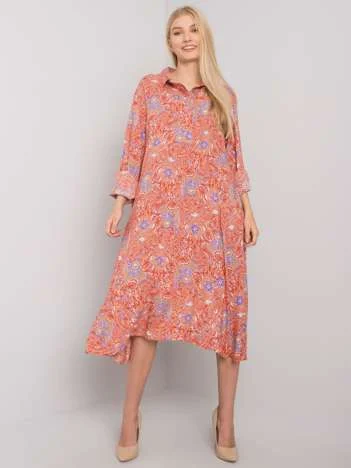 Rochie Dama Maxi, Imprimat, ex moda, Portocaliu Eleganta Office