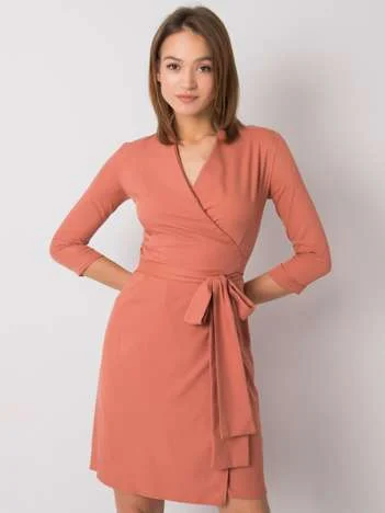 Rochie Dama Midi, Imprimat, LAKERTA, Portocaliu de Ocazie Nunta