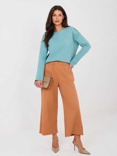 Pantaloni Dama Larga, Guler inalt, ITALY MODA, Portocaliu Eleganta Office