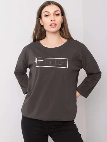 Bluza Dama Maneca 3/4, Imprimat, RELEVANCE, Khaki Eleganta Office