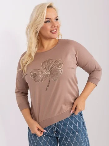 Bluza Dama Maneca 3/4, Decolteu rotund, RELEVANCE, Bej Eleganta Office