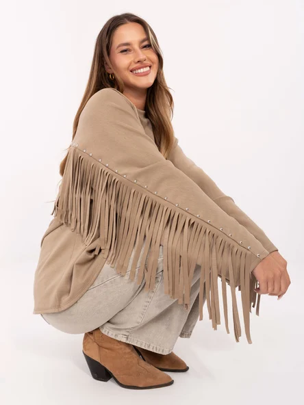 Bluza Dama Maneca lunga, Decolteu rotund, Adela, Bej Casual