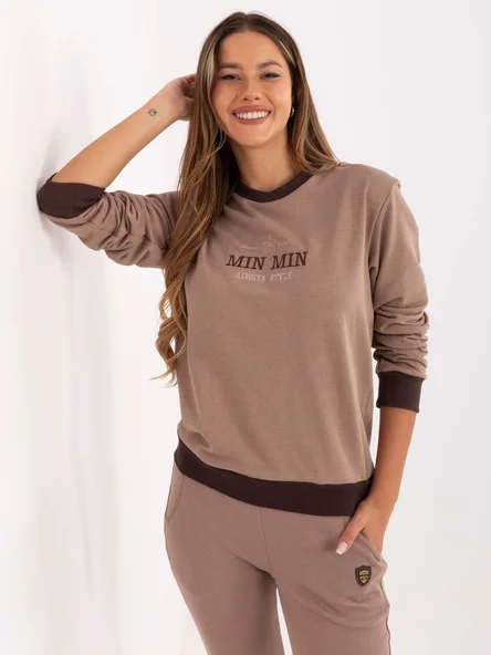 Bluza Dama Maneca lunga, Decolteu rotund, RELEVANCE, Bej Casual