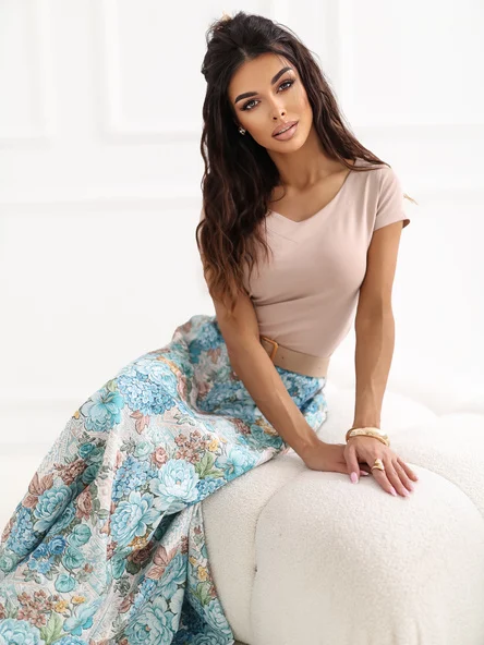 Bluza Dama Mini, Decolteu in V, RUE PARIS, Bej