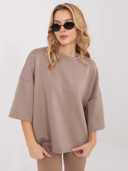 Bluza Dama Maneca 3/4, Decolteu rotund, MOOIJ, Bej Casual