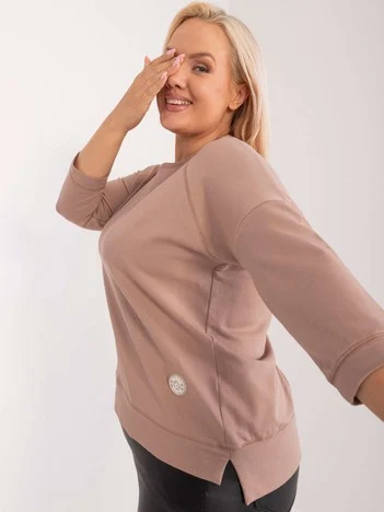 Bluza Dama Maneca 3/4, Decolteu rotund, RELEVANCE, Bej Eleganta Office