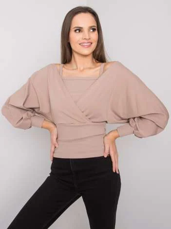 Bluza Dama Maneca lunga, Dungi, RUE PARIS, Bej Casual