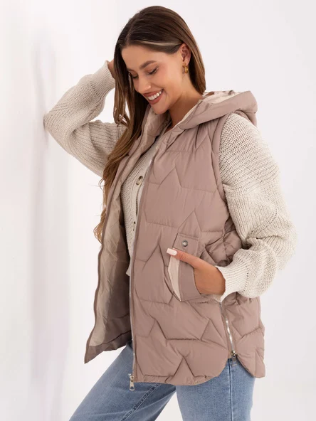 Vesta Dama Fara maneci, Guler inalt, Snow Moda, Bej de Vara Marimi Mari