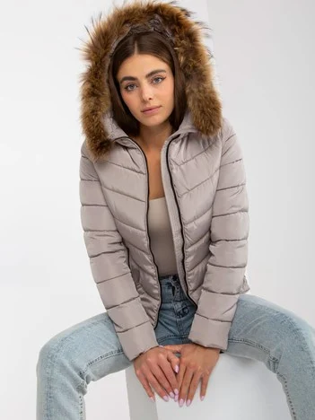 Jacheta Dama Maneca lunga, Guler inalt, MINORITY, Bej Casual Marimi Mari