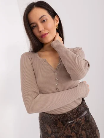 Bluza Dama Maneca lunga, Dungi, BASIC FEEL GOOD, Bej Eleganta Office