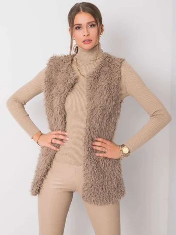 Vesta Dama Fara maneci, Fara maneci, Wool Fashion Italia, Bej Casual