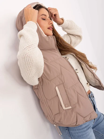 Vesta Dama Mini, Guler inalt, Snow Moda, Bej de Vara Marimi Mari