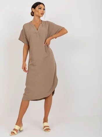 Rochie Dama Midi, Oversize, Och Bella, Bej de Vara