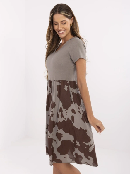 Rochie Dama Mini, Animal print, ITALY MODA, Bej de Vara