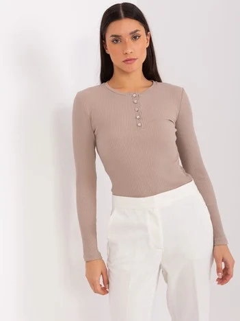 Bluza Dama Maneca lunga, Dungi, BASIC FEEL GOOD, Bej Casual