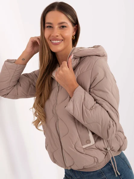 Jacheta Dama Mini, Guler inalt, Snow Moda, Bej Eleganta Office Marimi Mari