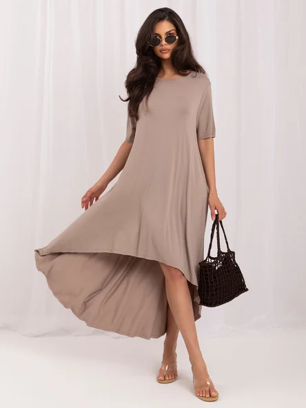 Rochie Dama Midi, Rochie asimetrica, RUE PARIS, Bej de Vara