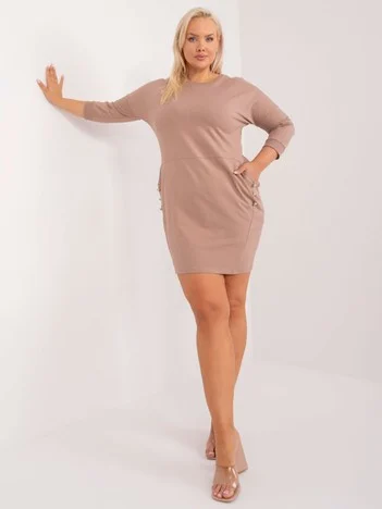 Rochie Dama Maneca 3/4, Rochie dreapta, RELEVANCE, Bej