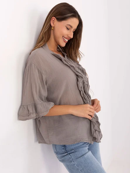 Camasa Dama Maneca 3/4, Boho, ITALY MODA, Bej Eleganta Office
