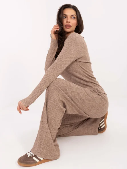 Pantaloni Dama Dungi, Larga, WESTEENE, Bej Casual