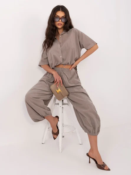 Pantaloni Dama 7/8, Mansete elastice, ITALY MODA, Bej Casual