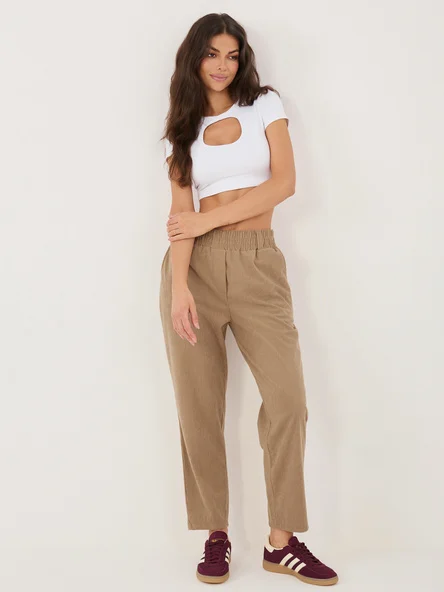 Pantaloni Dama Lunga, Conica, RUE PARIS, Bej Eleganta Office
