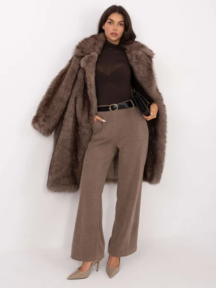 Pantaloni Dama Elegant, Guler inalt, ITALY MODA, Bej Eleganta Office
