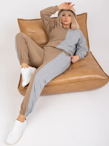 Compleu Dama Maneca lunga, Decolteu rotund, ex moda, Gri