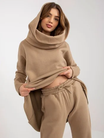 Compleu Dama Maneca lunga, Mansete elastice, ex moda, Bej Casual