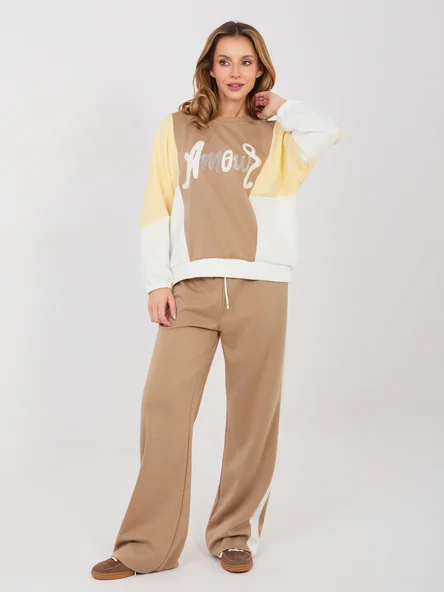 Compleu Dama Maneca lunga, Paiete, RUE PARIS, Bej Casual