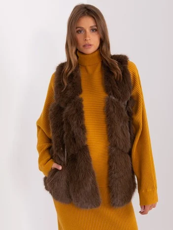 Vesta Dama Fara maneci, Guler inalt, Wool Fashion Italia, Maro de Vara