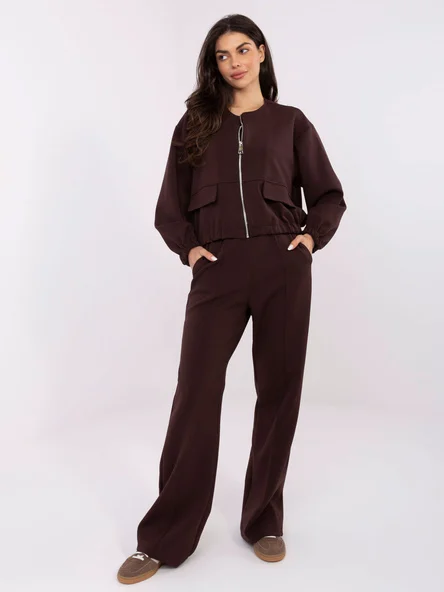 Pantaloni Dama Larga, Guler inalt, MOOIJ, Maro Casual