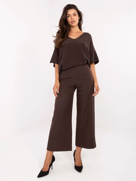 Pantaloni Dama Elegant, Guler inalt, RUE PARIS, Maro Eleganta Office