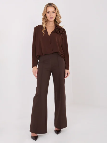 Pantaloni Dama Larga, Guler inalt, RUE PARIS, Maro Eleganta Office