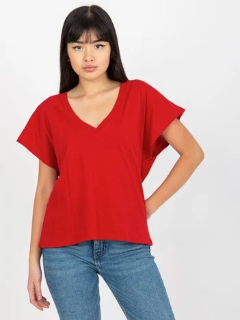 Tricou Dama Mini, Decolteu in V, Mayflies, Rosu Casual Marimi Mari