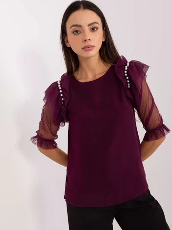 Bluza Dama Maneca 3/4, Elegant, LAKERTA, Mov Eleganta Office