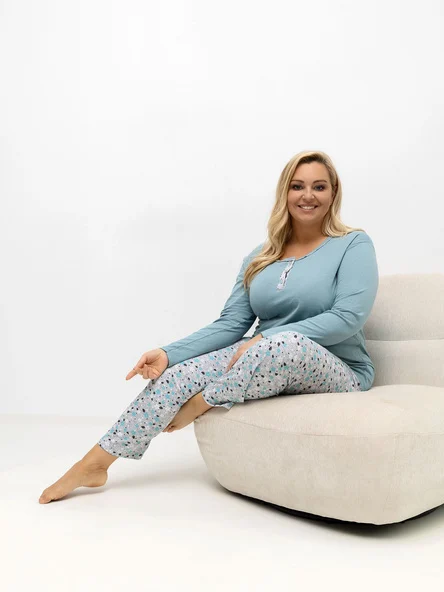 Pijama Dama Maneca lunga, Floral, Forever Pink, Menta Marimi Mari