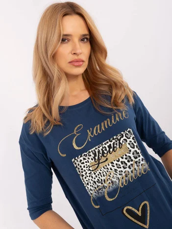 Bluza Dama Maneca 3/4, Animal print, Calimera, Albastru
