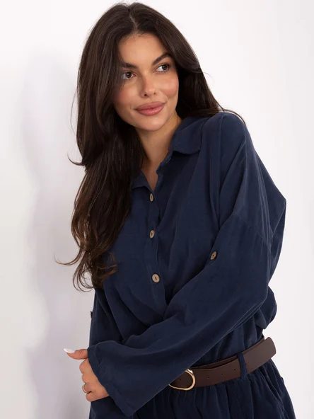Camasa Dama Maneca lunga, Dungi, ITALY MODA, Albastru Casual