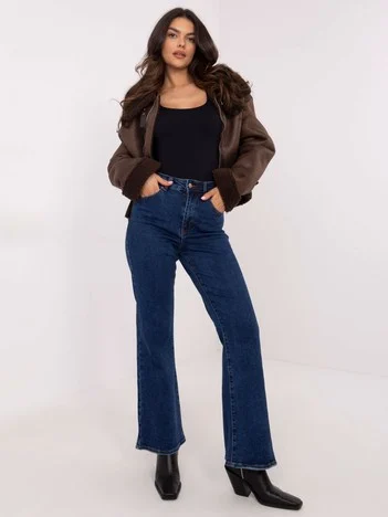Blugi Dama Larga, Guler inalt, LAULIA, Albastru Casual